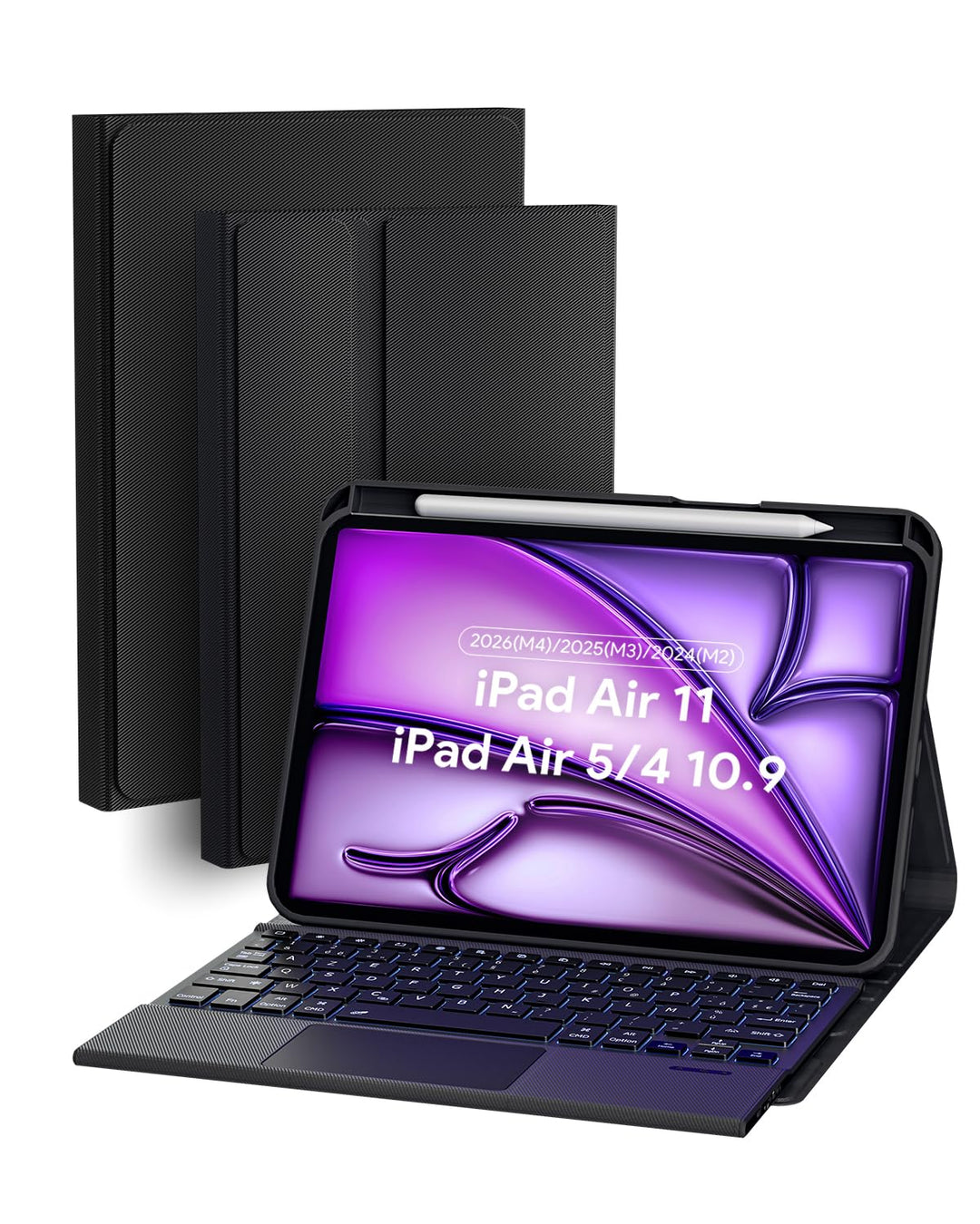 Doohoeek Schutzhülle mit Tastatur für iPad Air 11 2025(M3)/2024(M2), iPad Air 4./5. Gen 10,9 Zoll, B