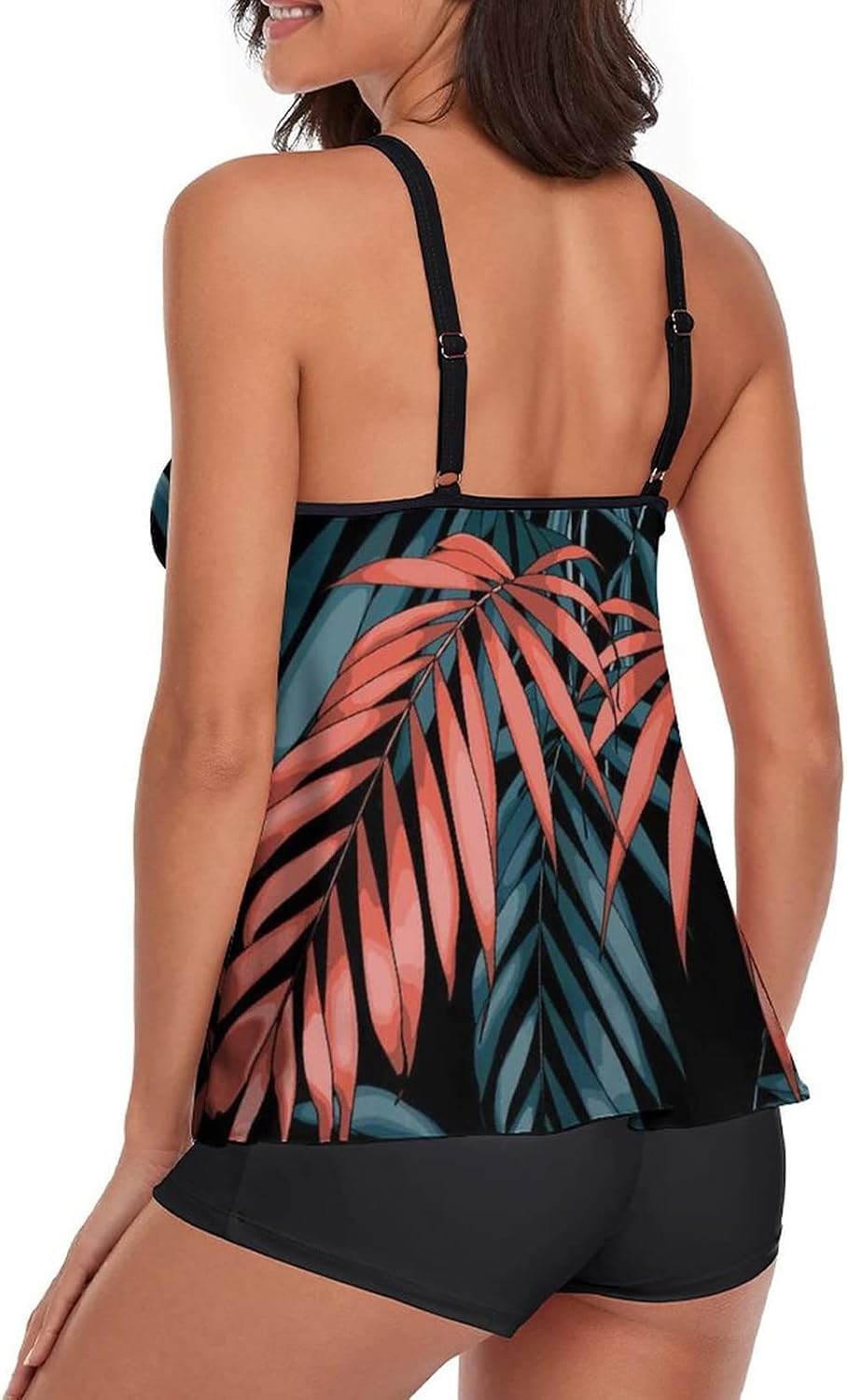 wihnsinop Tankini Damen Bauchweg Bademode Set Freizeit Badeanzug Tankinis Zweiteiler Sets Sommer Ele