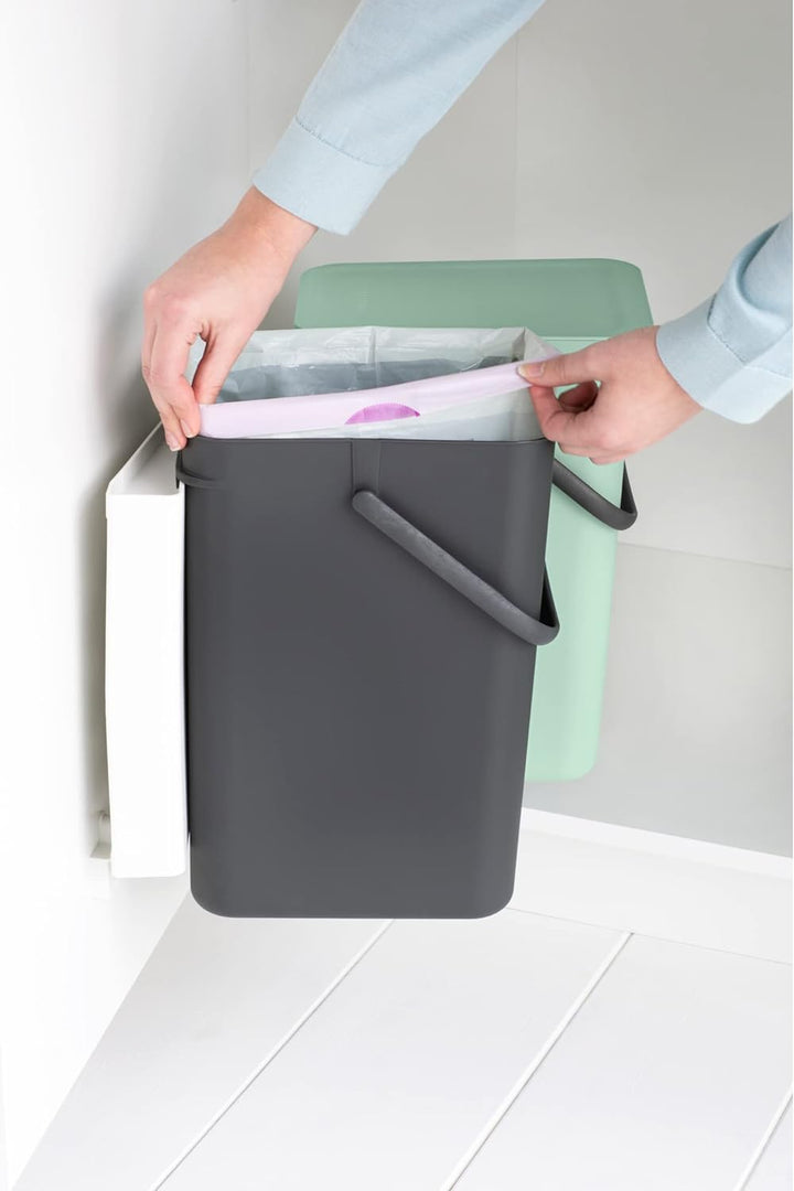 Brabantia Sort and Go Einbaubehälter, 2 x 12 l, Jadegrün/Grau