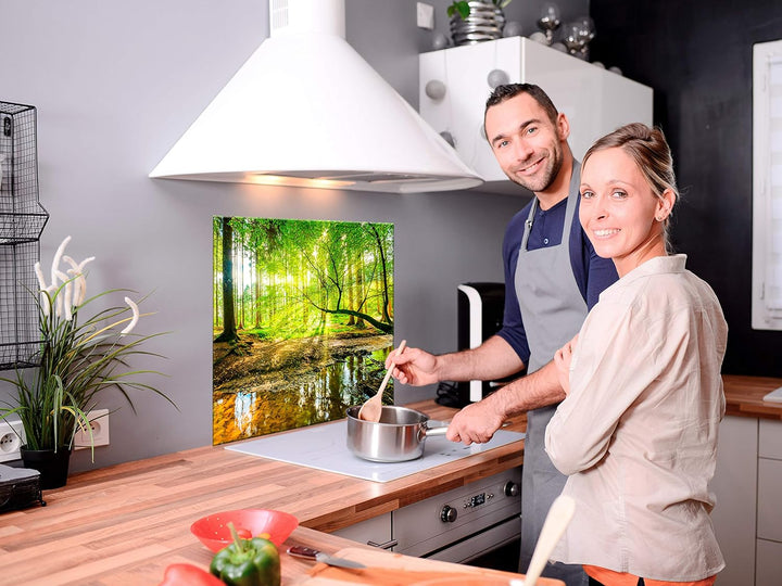 murando Spritzschutz Glas für Küche 60x60 cm Küchenrückwand Küchenspritzschutz Fliesenschutz Glasbil