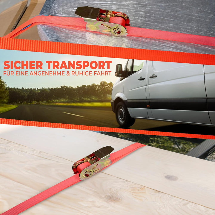 NTG Spanngurte mit Ratsche - 800kg Kapazität - 4m lang 20 Stück - 25mm breit - TÜV GS zertifizierte