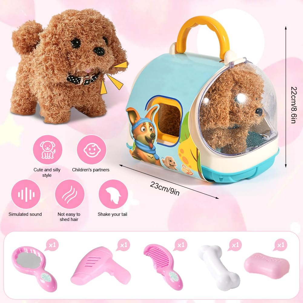 Plüsch Hund Spielzeug Kinder Elektronische Haustiere Hund der Läuft und Bellt mit Leine Interaktives
