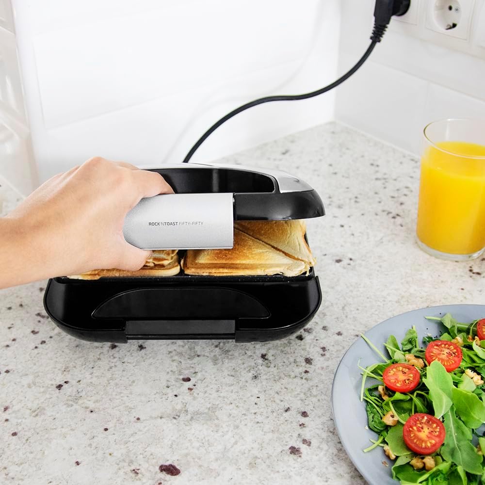 Cecotec Sandwichmaker Rock'nToast Deep Classic, 1000 W, grössere Breite, dreieckige Platten, gleichm