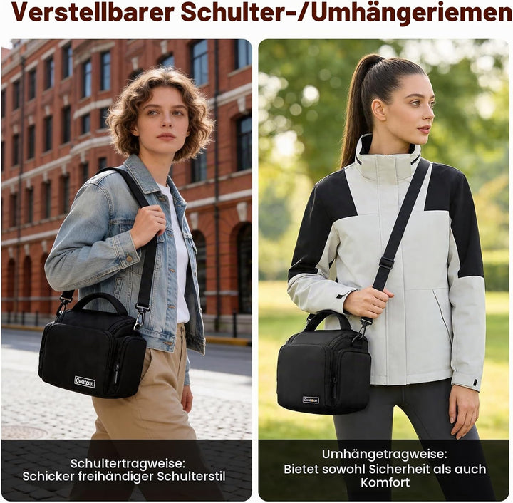 Cwatcun Kameratasche,SLR Fototasche,Kamera Tasche zum Umhängen kompatibel für Canon Nikon Sony SLR/D