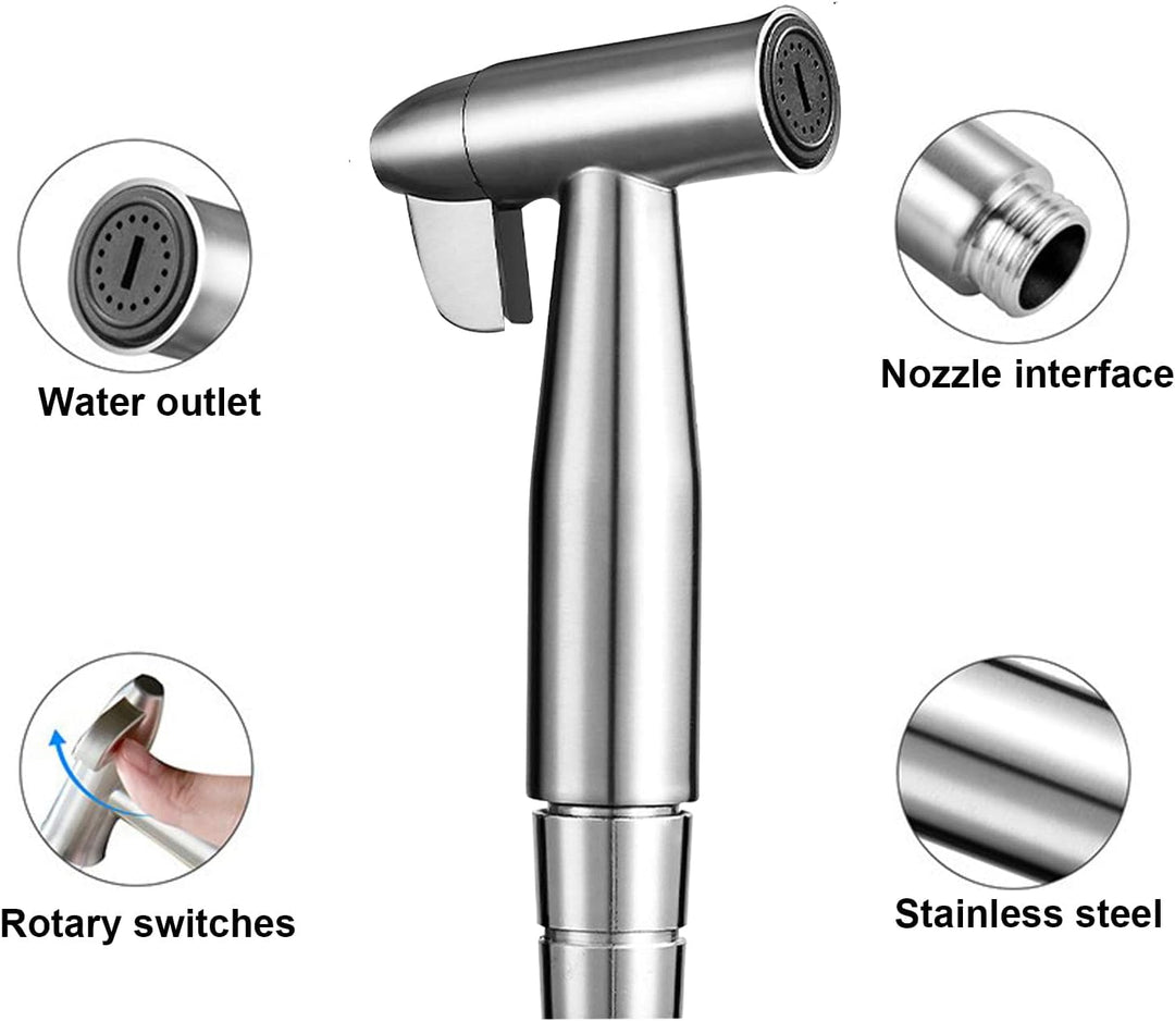 Bidet Edelstahl Handbrause, handgehaltenes Bidet muslimische Edelstahldusche und Baby-Stoffwindelspr