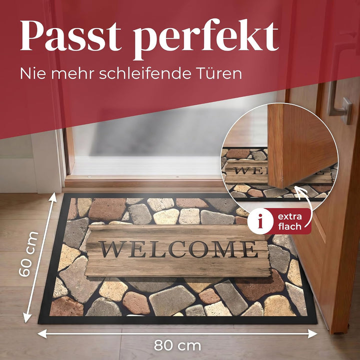 Hochwertige Fussmatte 60x80 cm (Large) – Schmutzfangmatte für Innen &amp; Aussen, rutschfest mit hoher S