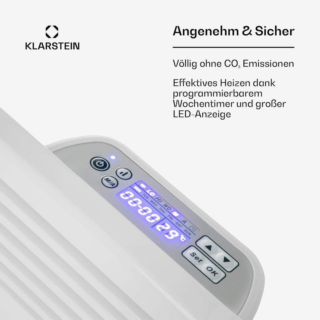 Klarstein Elektrischer Heizkörper mit geringem Energieverbrauch, 2000 W, elektrische Heizung für den