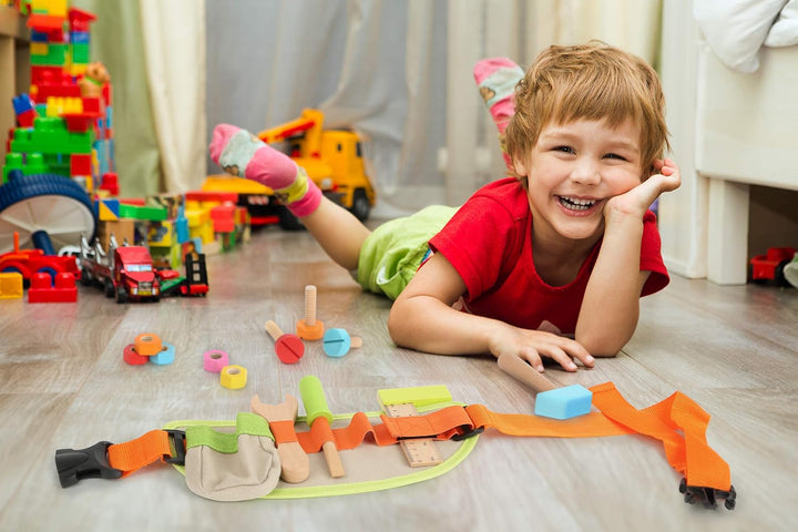 small foot 4745 Verstellbarer Werkzeug-Gürtel inkl. buntem Spielwerkzeug und -zubehör aus Holz, ab 3