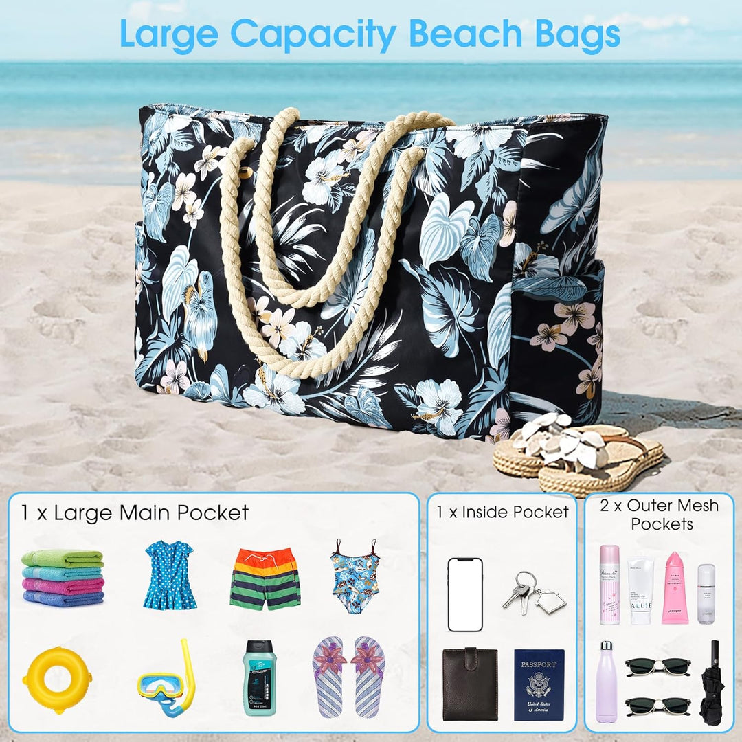 Strandtasche, Badetasche Wasserdicht Strandtasche Gross mit Reissverschluss Schwimmbad Tasche, Gross