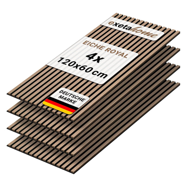 4er Set Akustikpaneele Holz 120x60 cm – extra dick 2,1 cm I Holzpaneele mit Echtholz-Furnier für aku