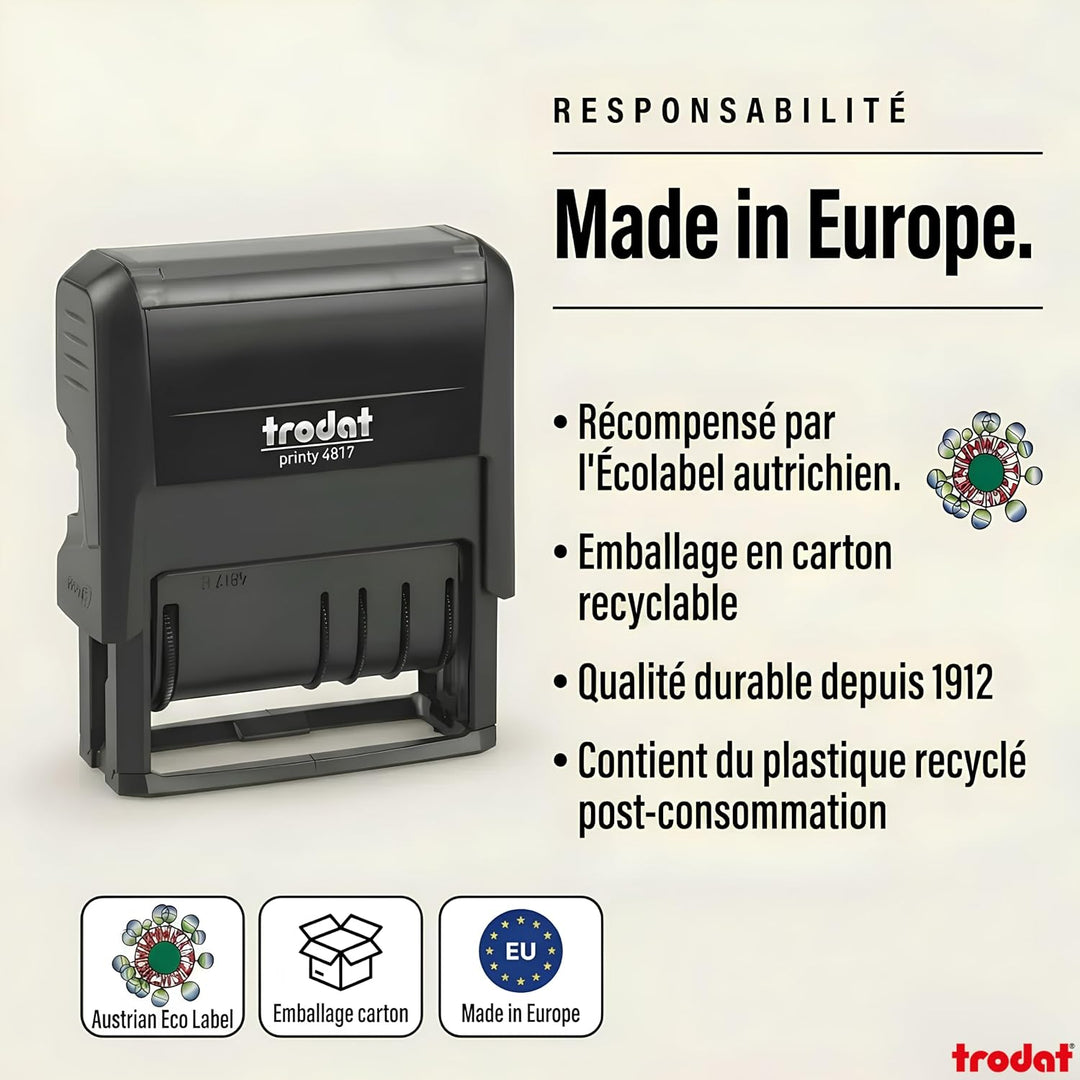 Trodat Datumstempel Stempel 4817A schwarz Datum + 12 Formeln, Datum + 12 Formeln