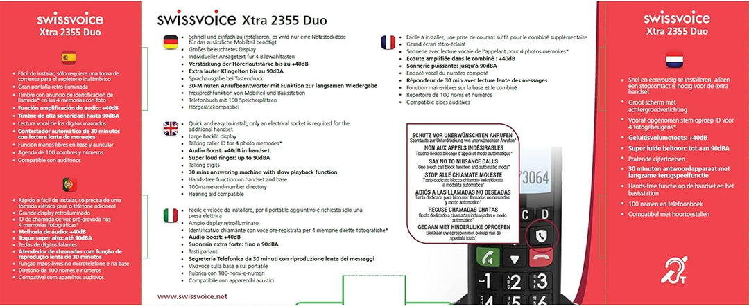 Swissvoice Xtra 2355 Duo schnurloses DECT Grosstasten Telefon mit Anrufbeantworter, Zwei Mobilteile,