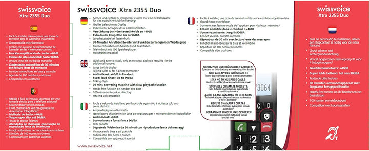 Swissvoice Xtra 2355 Duo schnurloses DECT Grosstasten Telefon mit Anrufbeantworter, Zwei Mobilteile,