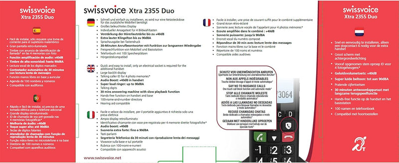 Swissvoice Xtra 2355 Duo schnurloses DECT Grosstasten Telefon mit Anrufbeantworter, Zwei Mobilteile,