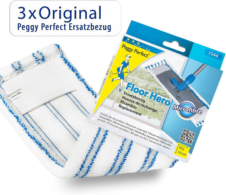 Peggy Perfect 3er Set – waschbarer Wischmopp Mikrofaser Ersatzbezug „Floor Hero“ mit Einer Grösse vo