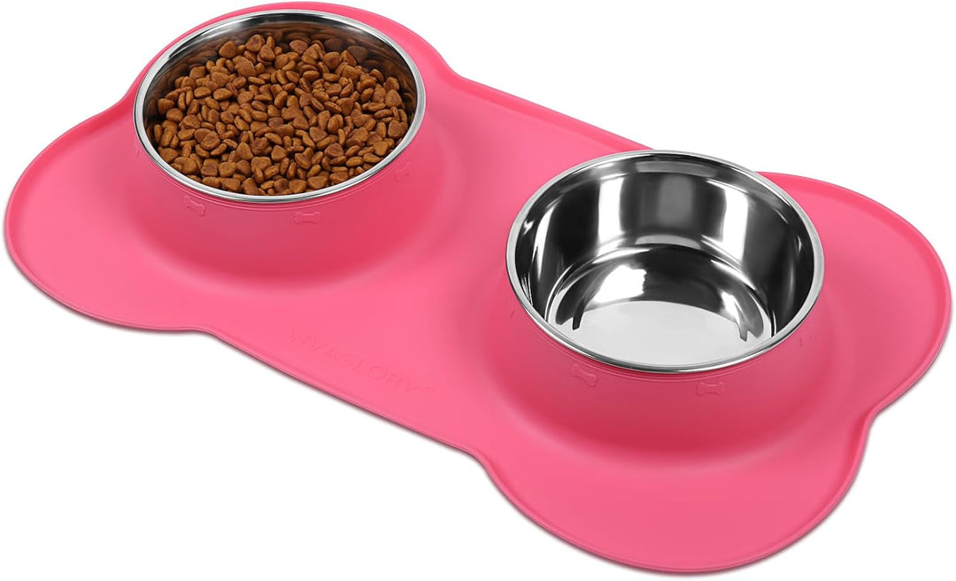 VIVAGLORY 1270ml Hundenapf Fressnapf Lebensmittel Wassernapf Edelstahl Doppel Napf mit Nicht Klecker