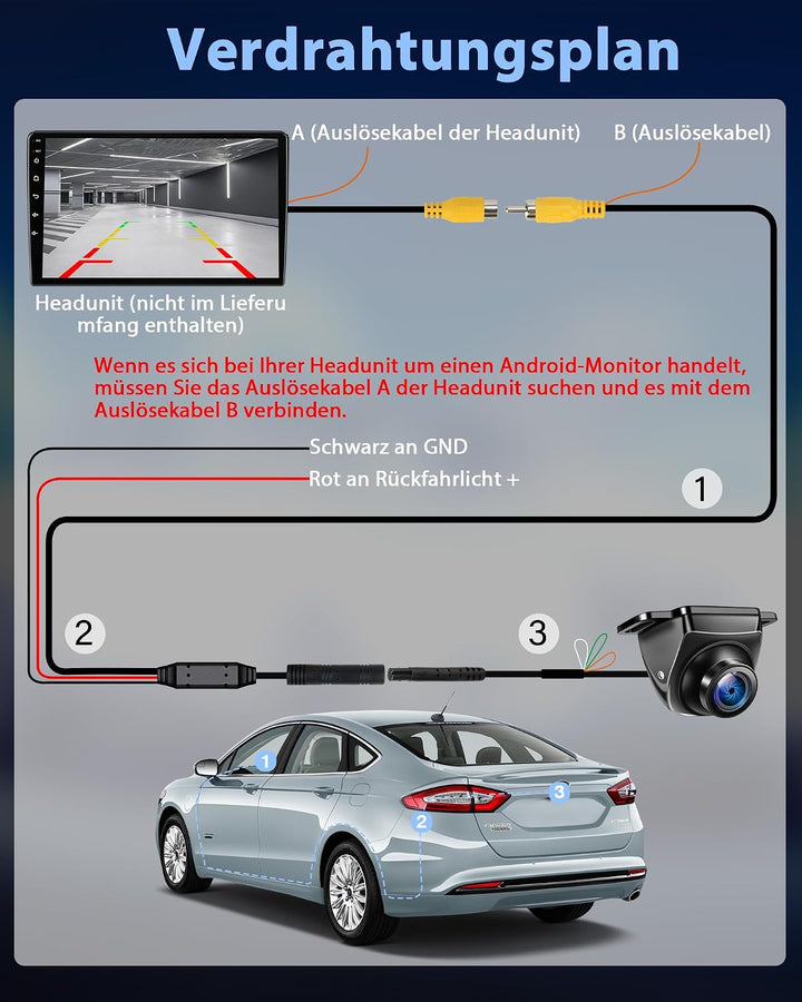AHD 1080P Rückfahrkamera Auto 360°+90° Drehbar Metallgehäuse Universal Ruckfahrkamera mit Nachtsicht