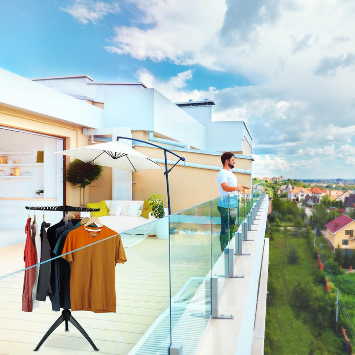 Relaxdays Bügelwäscheständer klappbar, Camping, Balkon, platzsparender Wäschestandtrockner, HxD:129x
