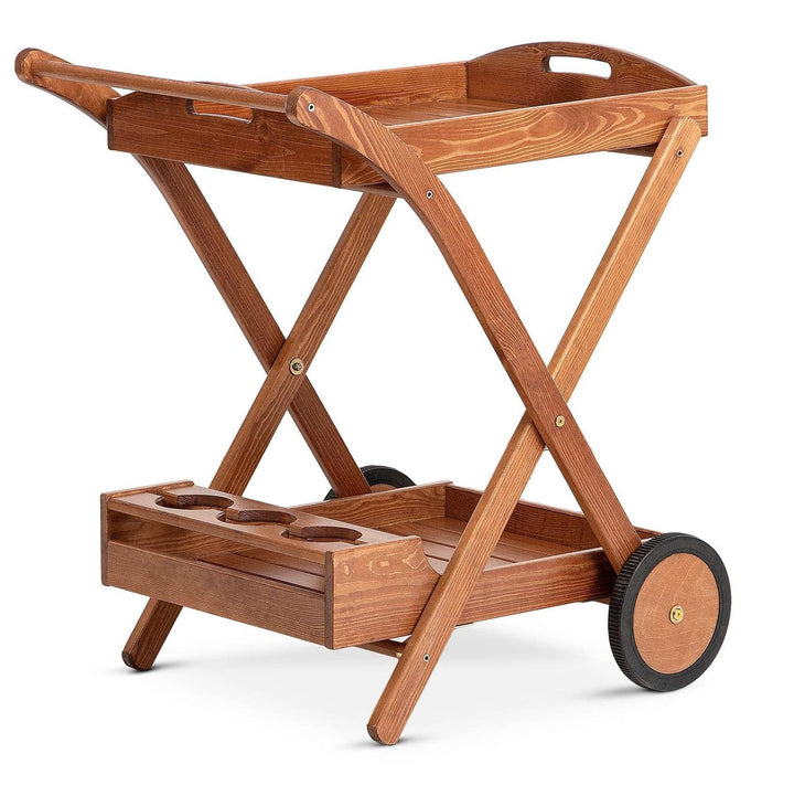 konsimo Servierwagen ARVICOLA Teakholz | Teak - Dinett - Kaffee - Teewagen - Butler - Gartentisch -