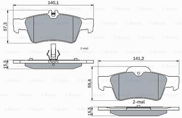 Bosch BP412 Bremsbeläge - Hinterachse - ECE-R90 Zertifizierung - vier Bremsbeläge pro Set