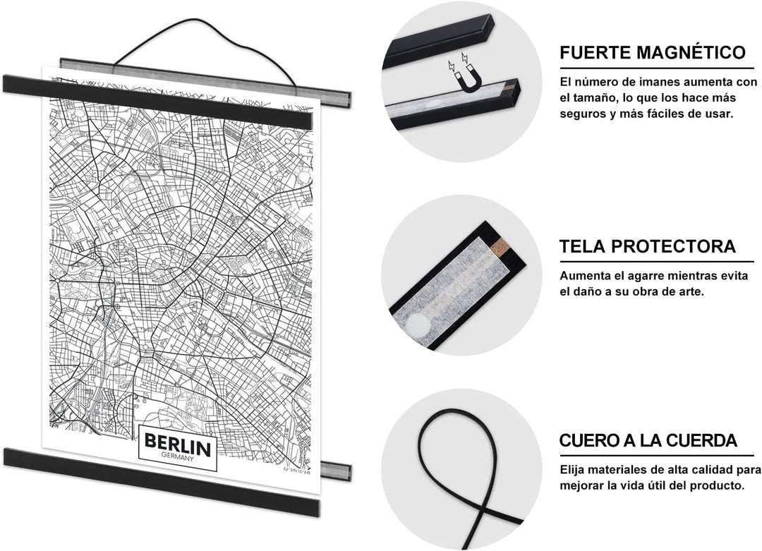 Benjia Magnetisch Posterschiene, Magnet Magnetische 61x91.5 Posterrahmen Holz Posterleiste Posterhän