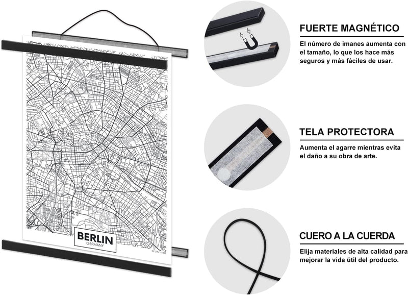Benjia Magnetisch Posterschiene, Magnet Magnetische Posterrahmen Holz Posterleiste Posterhänger für