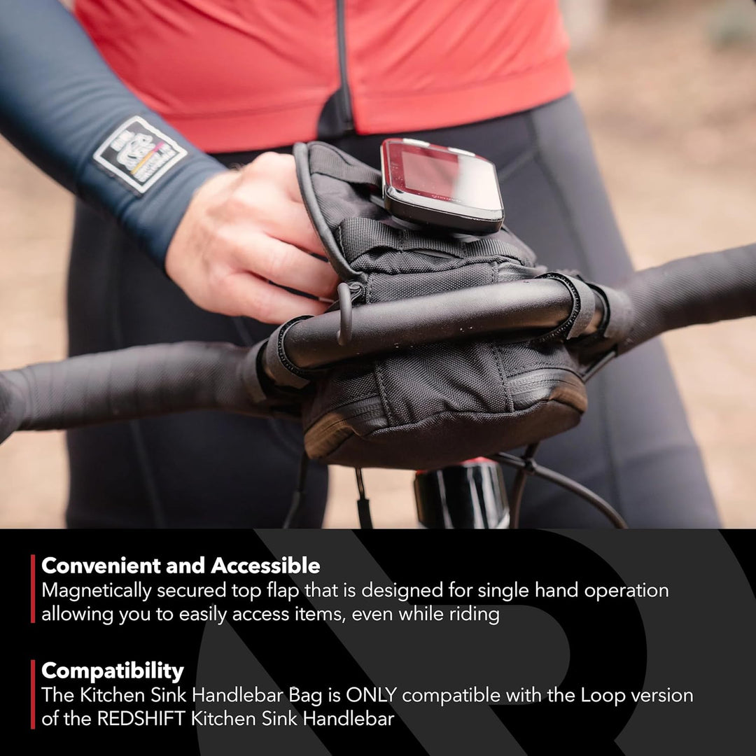 REDSHIFT Handlebar Bag for Kitchen Sink Handlebar with Loop Handlebar Bag With Loop, Handlebar Bag W