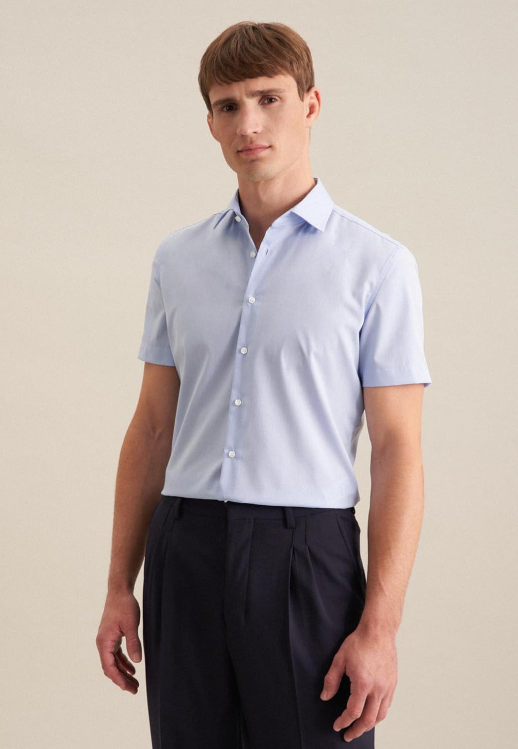 Seidensticker Herren Men Slim Shortsleeve Cotton Businesshemd (1er Pack) 38 Hellblau(666261), 38 Hel