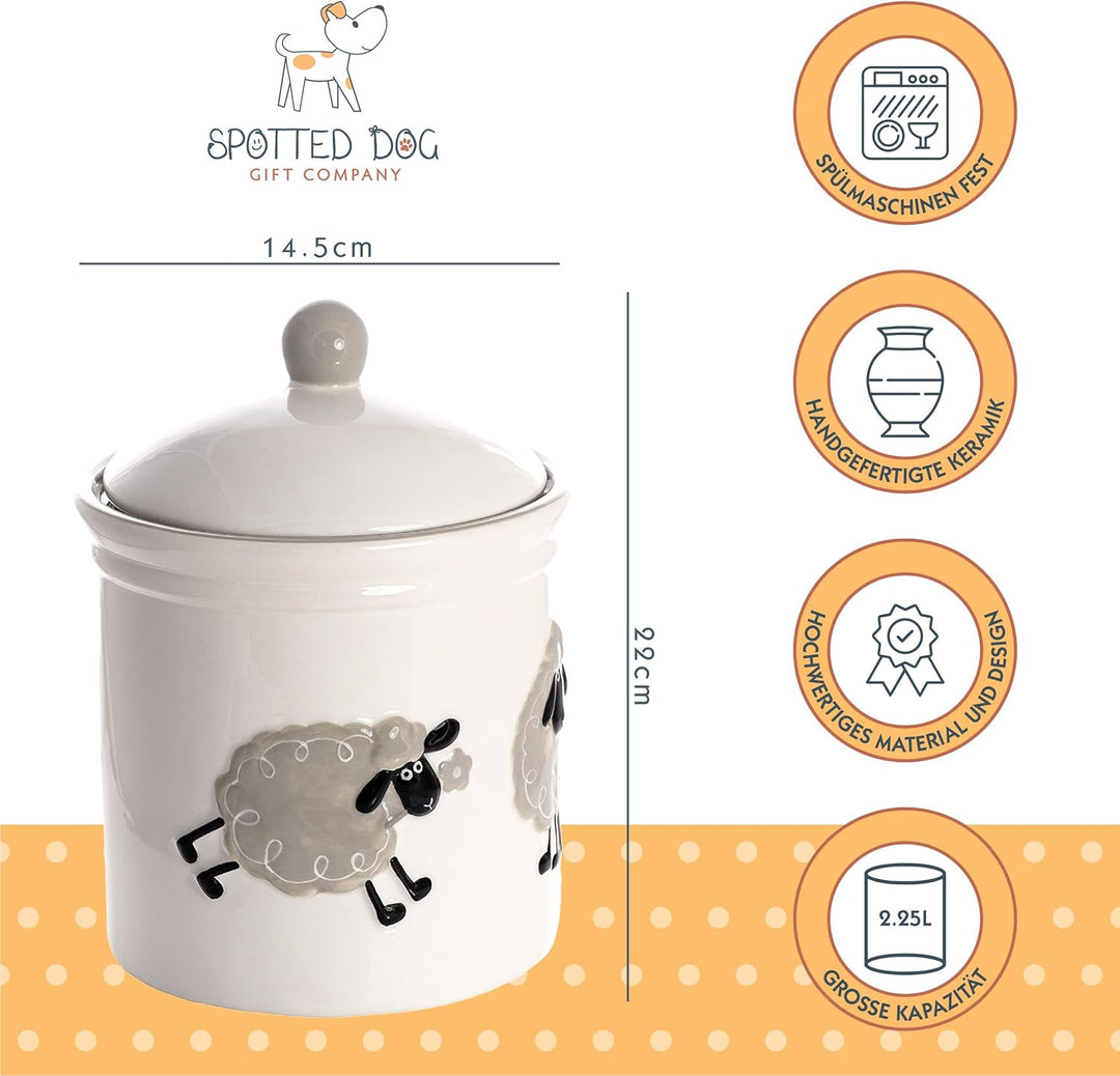 SPOTTED DOG GIFT COMPANY Keksdose Keramik mit Deckel Luftdicht - Grosser Vorratsdose Vorratsbehälter