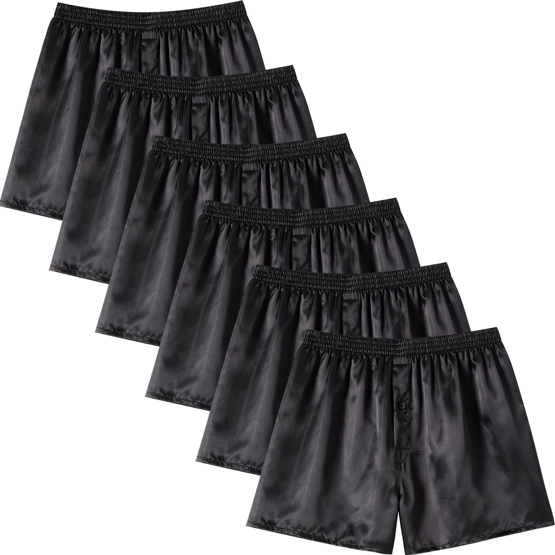 JupiterSecret Herren Satin Boxershorts Pack Unterwäsche, Silk Feeling Schlafshorts mit elastischem B