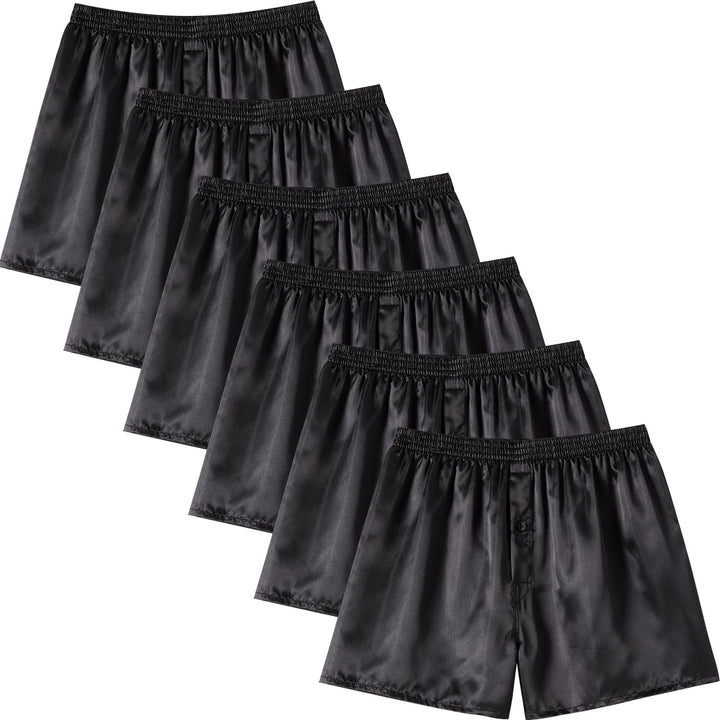 JupiterSecret Herren Satin Boxershorts Pack Unterwäsche, Silk Feeling Schlafshorts mit elastischem B