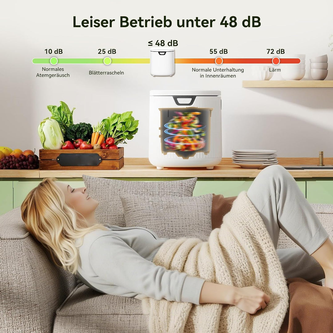 Fullwatt Elektrischer Komposter 3.3L Biomülleimer Küche Elektro-Schnellkomposter mit 2 Kohlenstofffi