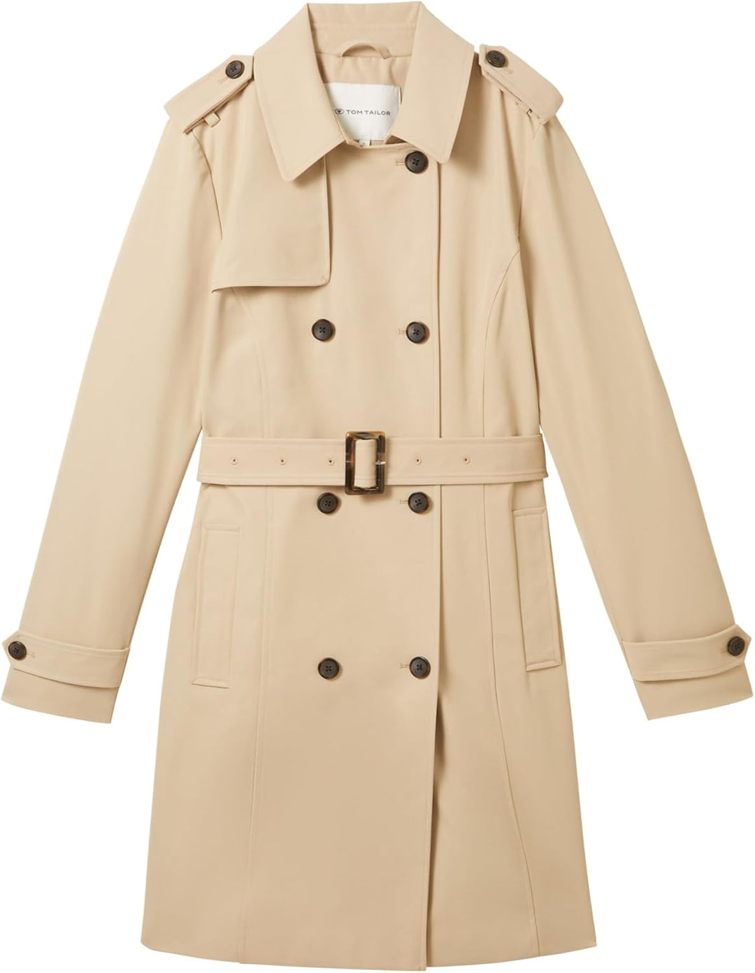 TOM TAILOR Damen Basic Trenchcoat mit Gürtel XXL 11485 - Sandy Beige, XXL 11485 - Sandy Beige