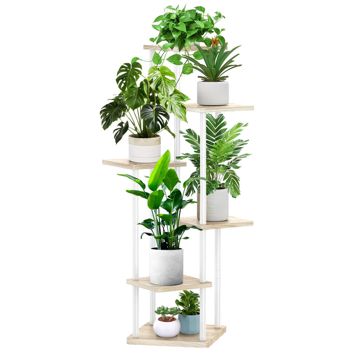 6-Tier Hölzern Blumenregal Pflanzenregal, Mehrstöckig Blumenständer Pflanzenständer Blumenbank Blume