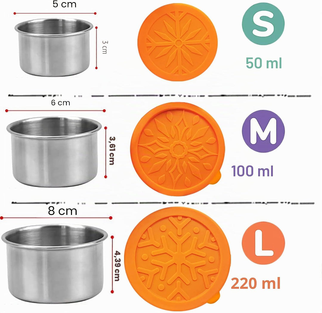 Nicelock kleine edelstahldosen mit deckel, Lebensmittelbehälter Set, Snackbox, Mini-Töpfe mit auslau