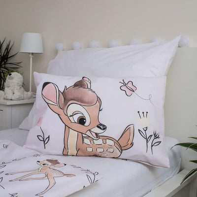 Disney Bambi Baby-Bettwäsche, 100% Baumwolle, Bettbezug 100 x 135 cm + Kissenbezug 40 x 60 cm