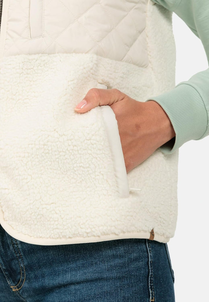 camel active Damen Teddy Weste mit Stehkragen XXL Weiss, XXL Weiß