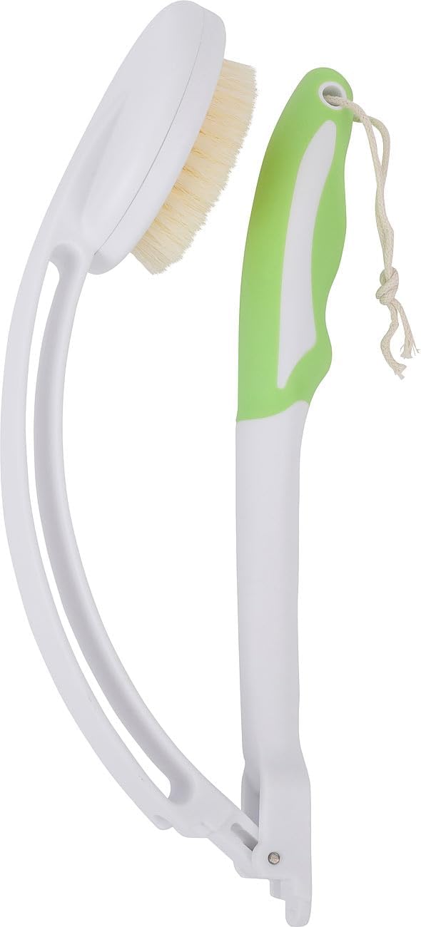 Eincremhilfen: 2er-Set Rücken-Eincremehilfen & Duschbürsten, 6 Köpfe, klappbar 41,5cm (Rückeneincrem