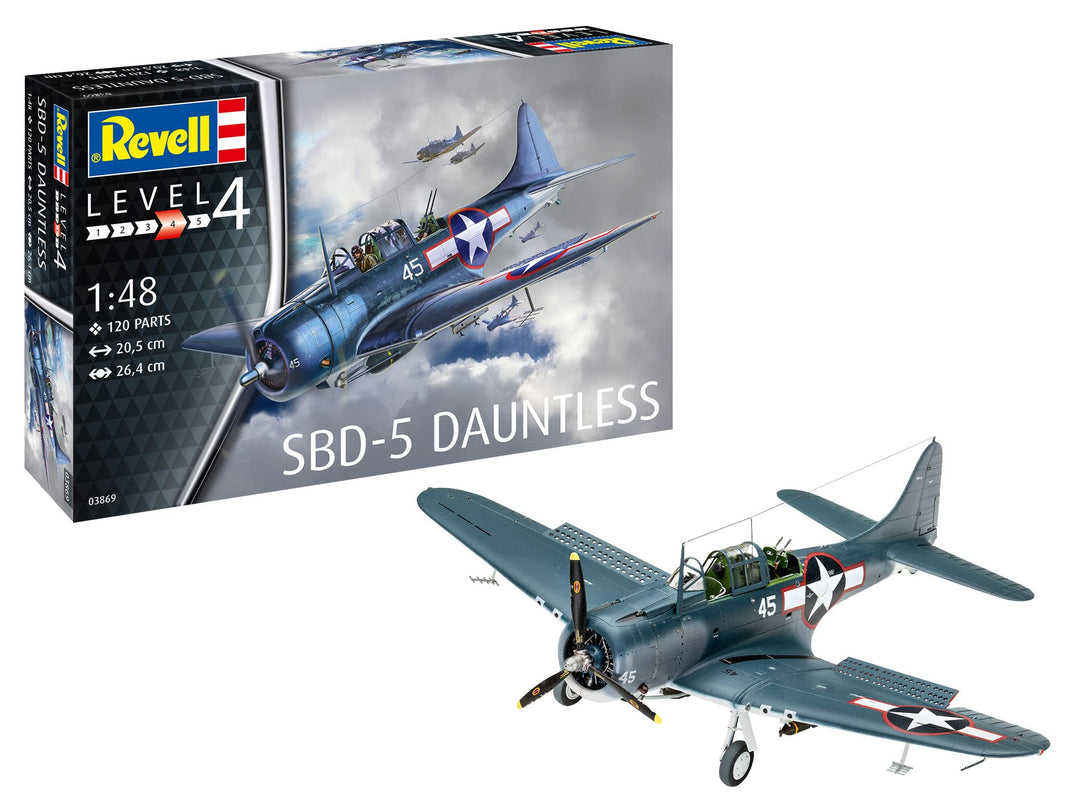 Revell 03869 SBD-5 Dauntless Navyfighter Militär originalgetreuer Modellbausatz für Fortgeschrittene