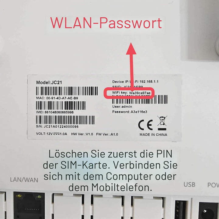 Calonny Router 4G LTE WiFi mit SIM Cat4 300mbit/s Wireless Modem, LAN/WAN -Port, ohne Konfiguration,