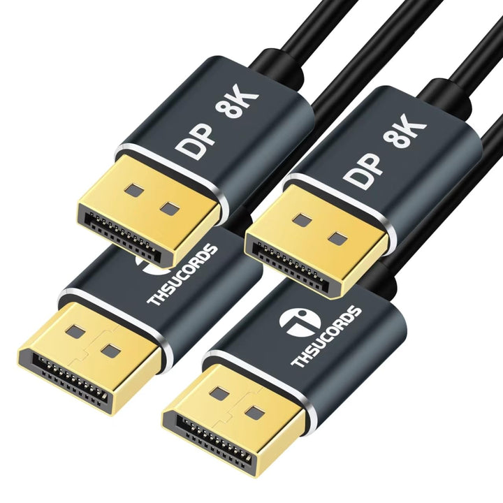 Thsucords DisplayPort Kabel 1M 2 Stück, Zertifiziert Ultradünnes 8K 4K DP auf DP 1.4 Kabel, Flexibel