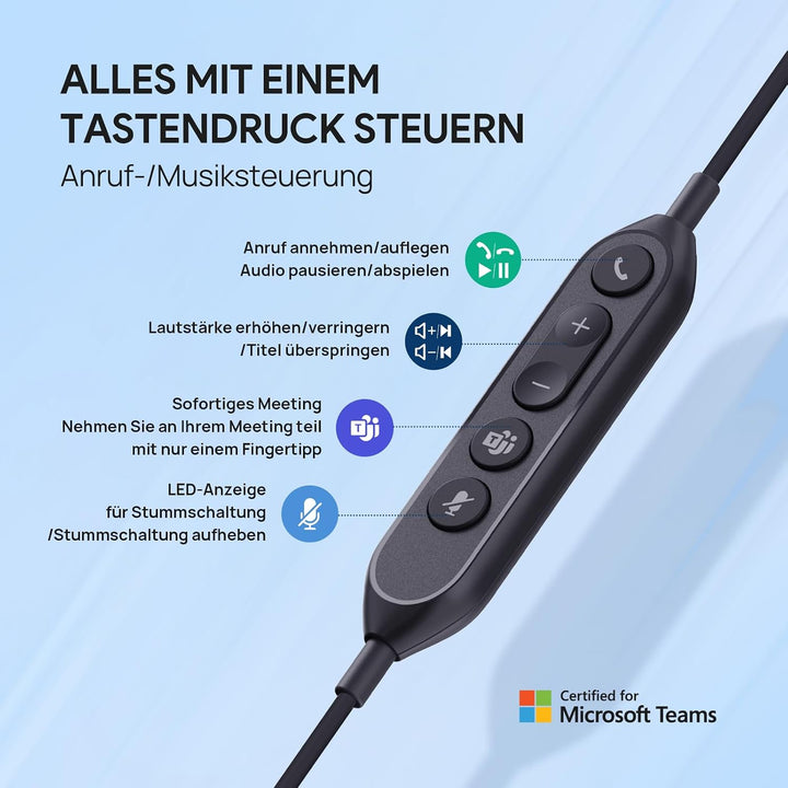Yealink UH42 USB Headset mit Mikrofon Stereo Kabel Headset für PC USB-C/A | Kabelgebundenes Kopfhöre