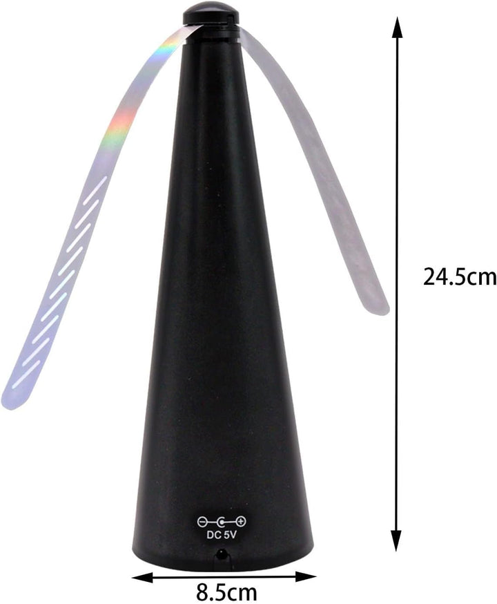 3Pcs Fliegenwedler - Tischventilator Gegen Fliegen und Wespen 2-in-1-Startmodus 3 Stück Schwarz-A, 3