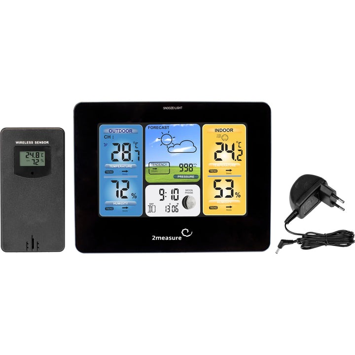 BROWIN® Funk-Wetterstation mit Aussensensor 260908 | Wettervorhersage, 90 m Reichweite, Schwarz