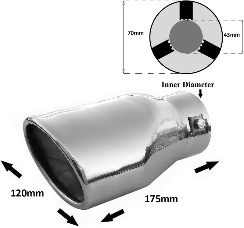 Auspuffblende Oval Endrohr Edelstahl Auto Endrohrblenden Auspuffendrohr Auspuffrohr Tuning Universel