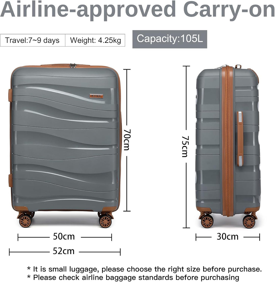 KONO Hartschalenkoffer Gross Leicht Koffer Trolley Reisekoffer mit 4 Rollen und TSA Schloss, 75x52x3