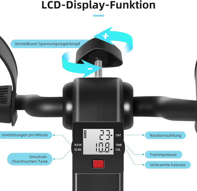 himaly Minibike Heimtrainer Bewegungstrainer Pedaltrainer Trainingsgerät Fitnessgerät mit LCD-Monito