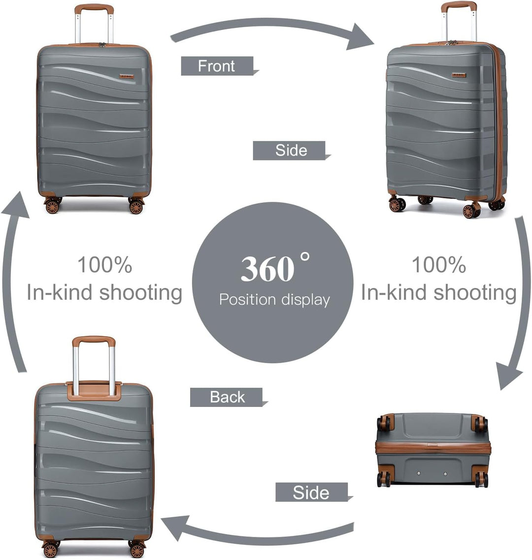 KONO Handgepäck Klein Koffer Trolleys 56cm Leicht Hartschalenkoffer Reisekoffer mit 4 Rollen und TSA