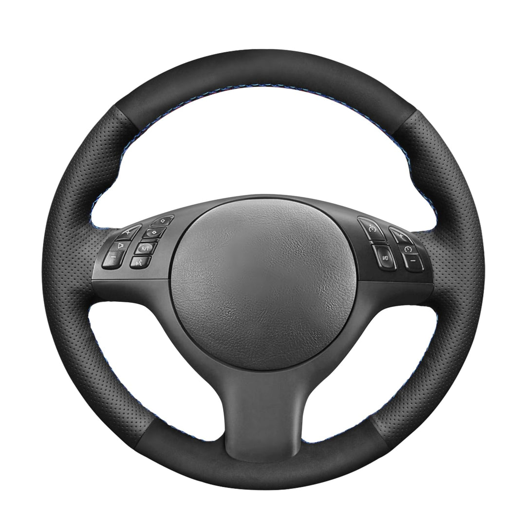 MEWANT DIY Hand Nähen Auto Lenkradbezug aus Echtleder&Wildleder Lenkradhülle für 3 Series E46 E46/5