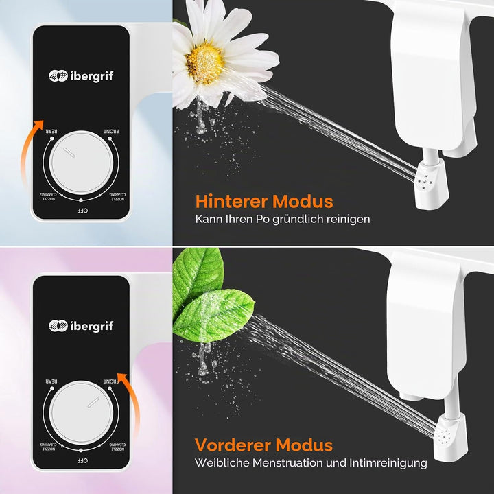 Ibergrif Bidet Aufsatz, Ultra-Slim Bidet Einsatz für Toilette, Nicht Elektrisch, Einstellbarer Druck